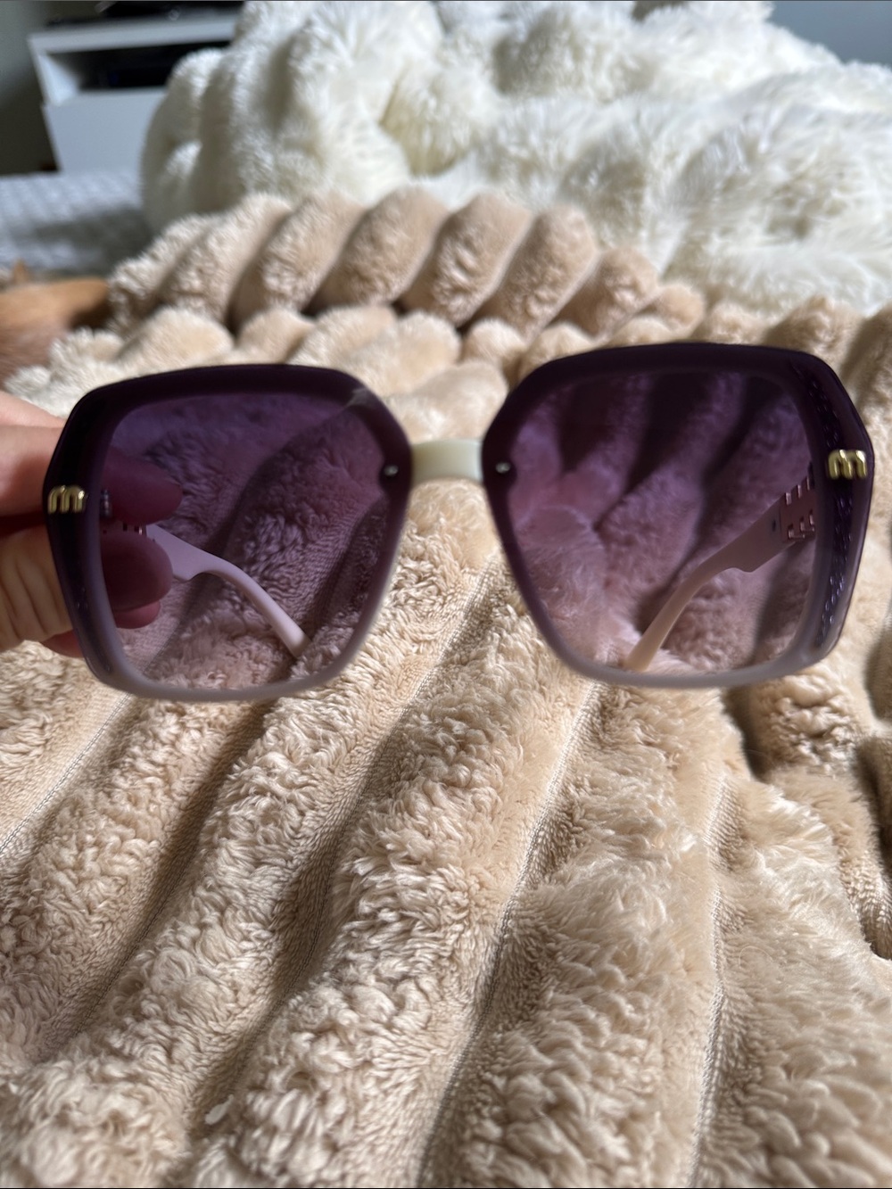 Copy MM Women's Oversized Square Sunglasses - Purple Gradient Lenses
